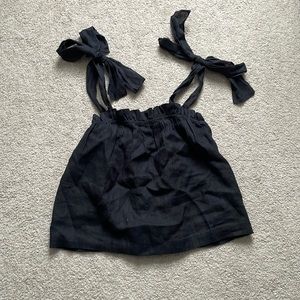 J.Crew Linen Tie Shoulder Tank in Black